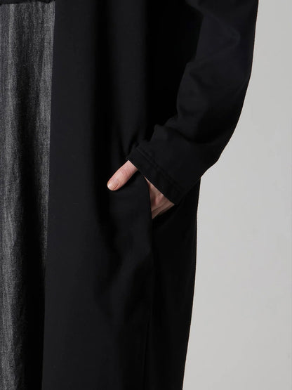 【Y's - ワイズ】DENIM COMBINATION LONG SLEEVE DRESS / BLACK (ドレス/ブラック)