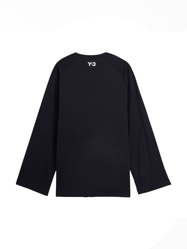 【Y-3 -ワイスリー】Y-3 RAW EDGE 3 STRIPES LONG SLEEVE TEE / BLACK(Tシャツ/ブラック)