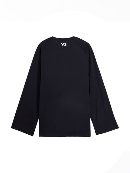 【Y-3 -ワイスリー】Y-3 RAW EDGE 3 STRIPES LONG SLEEVE TEE / BLACK(Tシャツ/ブラック)