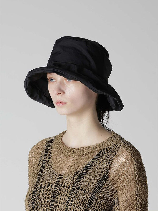 【Y's - ワイズ】POLYESTER TUCKED CASABLANCA / BLACK (ハット/ブラック)