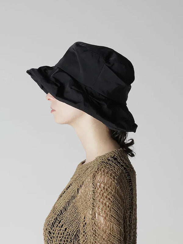 【Y's - ワイズ】POLYESTER TUCKED CASABLANCA / BLACK (ハット/ブラック)