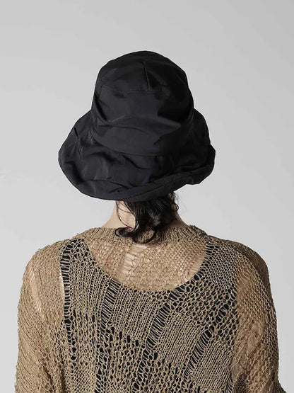 【Y's - ワイズ】POLYESTER TUCKED CASABLANCA / BLACK (ハット/ブラック)