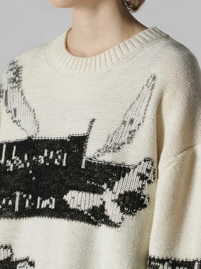 【Y's - ワイズ】REVERSIBLE INTARSIA W JQ PULLOVER / OFF WHITE (ニット/オフホワイト)