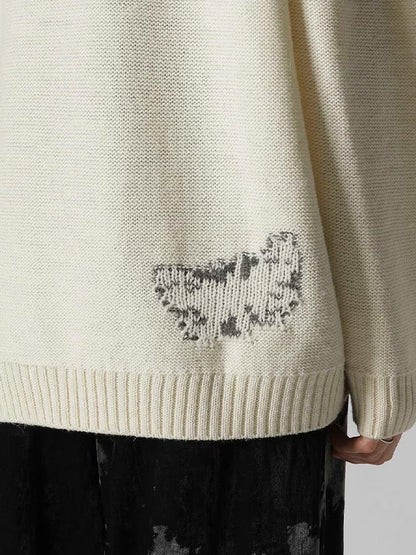 【Y's - ワイズ】REVERSIBLE INTARSIA W JQ PULLOVER / OFF WHITE (ニット/オフホワイト)