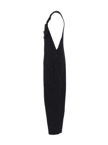 【Y's - ワイズ】[Y's BORN PRODUCT]  COTTON TWILL OVERALL / BLACK (ドレス/ブラック)