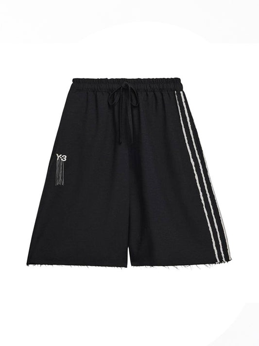 【Y-3 -ワイスリー】SPORT UNIFORM RAW CUT 3 STRIPES SHORTS / BLACK (パンツ/ブラック)