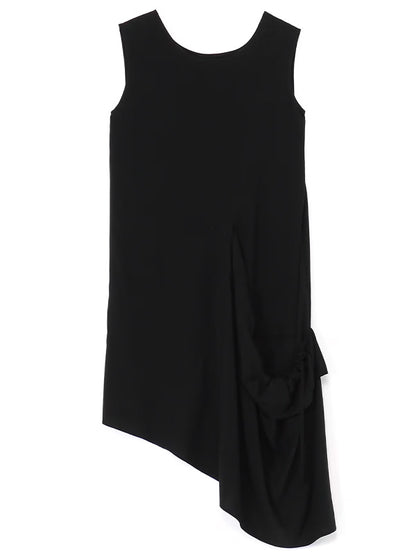 【Y's - ワイズ】RAYON BROAD LEFT FRONT GATHERED BLOUSE / Black(ワンピース/ブラック)