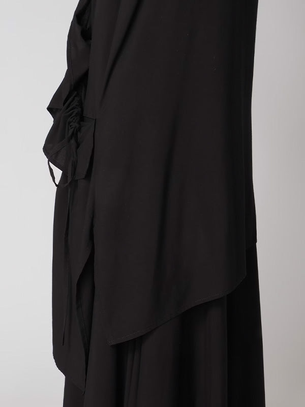 【Y's - ワイズ】RAYON BROAD LEFT FRONT GATHERED BLOUSE / Black(ワンピース/ブラック)